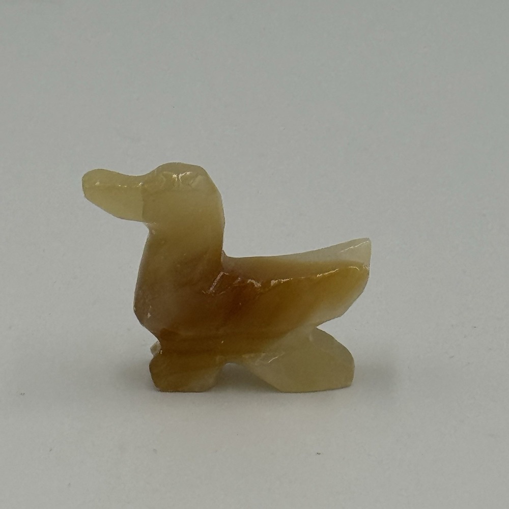 Vintage Carved Onyx Stone Bird Duck Figurine Sculpture